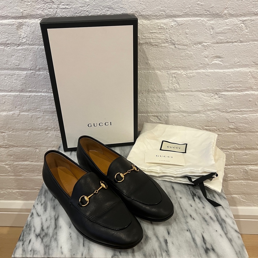 Gucci Jordaan Leather Horsebit Loafer | Size 40, Black